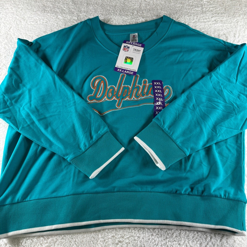 Miami Dolphins Women's Sleepwear Sweatshirt Long Sleeve Teal Blue‎ XXL NEW NWT